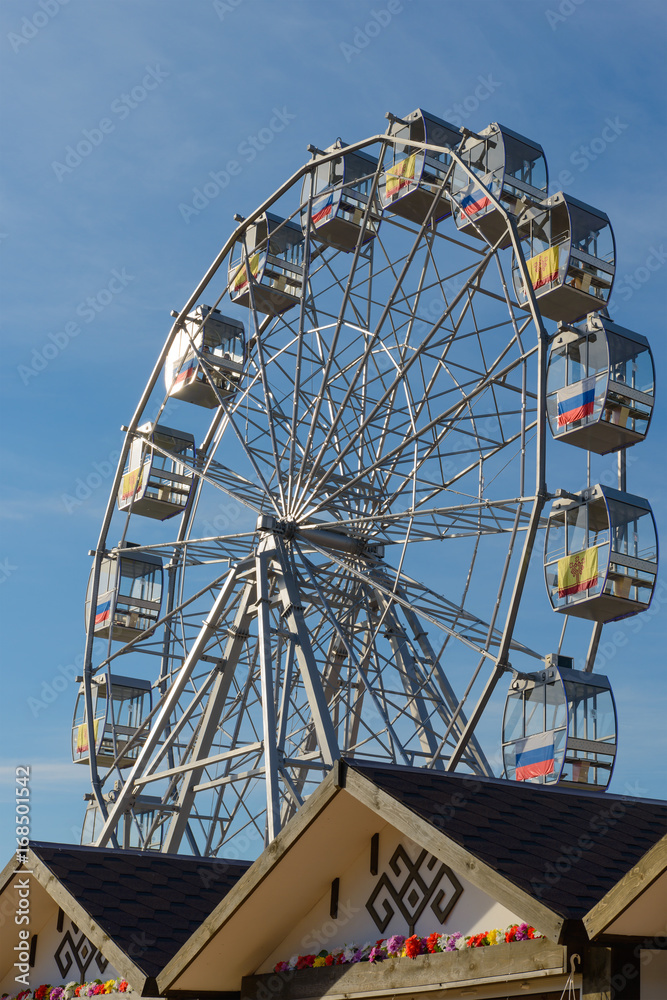 Ferris wheel with flags of Russia and Chuvashia Ferris wheel with flags of Russia and Chuvashia