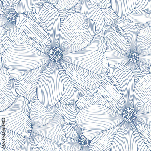 Seamless hand-drawing floral pattern with flower rose. Element for design. Vector illustration.