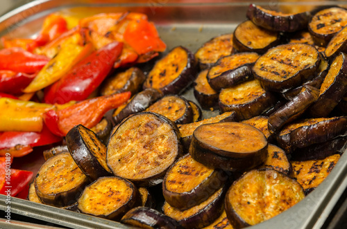 Grilled vegetables on kitchen