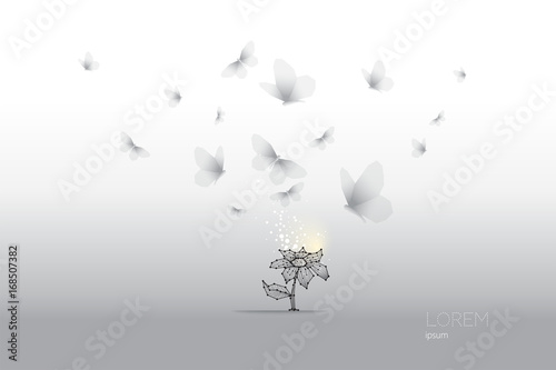 Abstract vector illustration of butterfly moving.