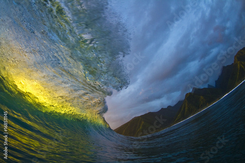 Beautiful Green Wave in Tahiti photo