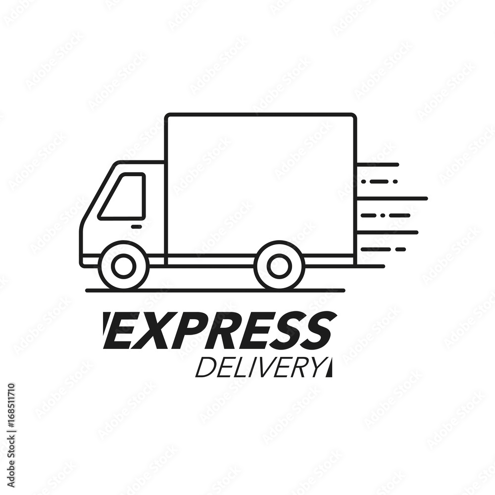 Express delivery icon concept. Truck service, order, worldwide shipping.