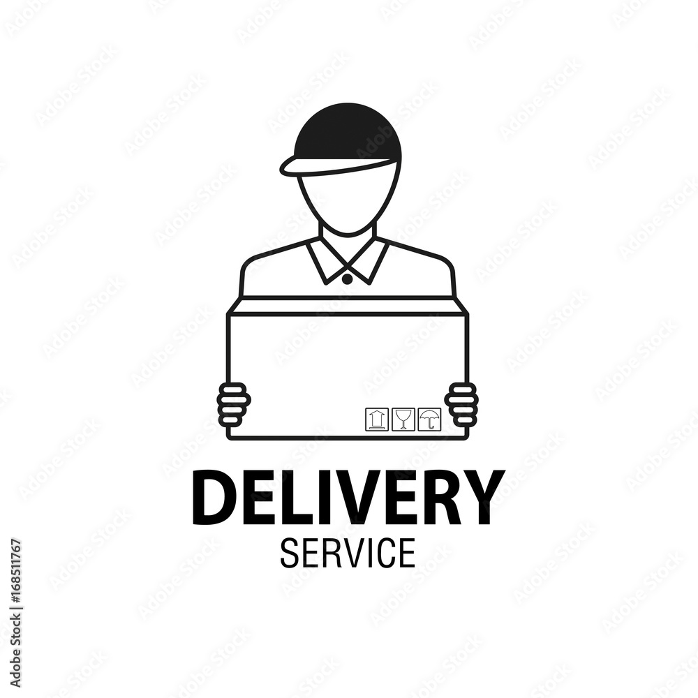 Delivery icon concept. Delivery man service, order, worldwide shipping.