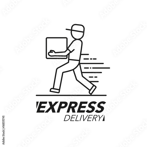 Express delivery icon concept. Delivery man service, order, worldwide shipping.