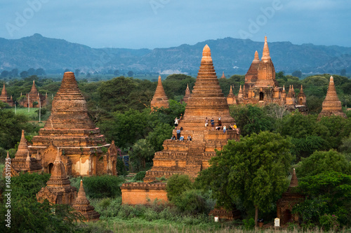 Pagodas and spires of the temples of the World Heritage site in the early morning light at Bagan  Maynmar