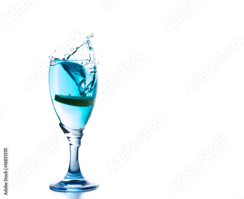 lemon splash in a cocktail glass