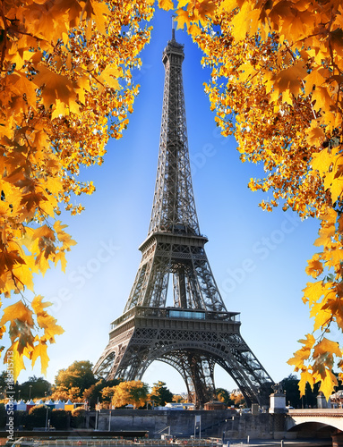 Eiffel Tower and nature in autumn