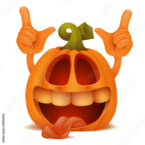 Laughing Halloween Pumpkin Jack Lantern emoticon cartoon character