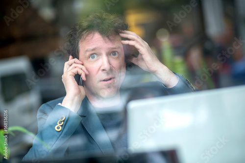 A businessman in the window