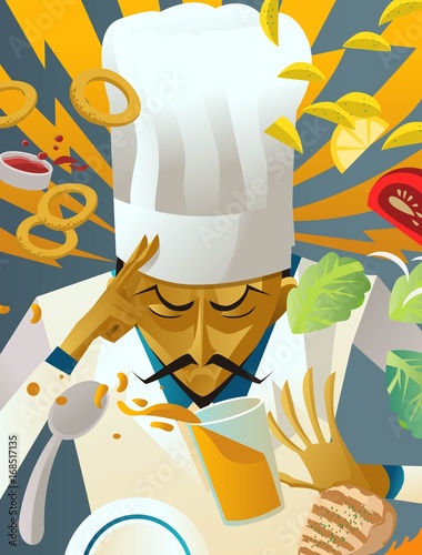master chef cooking a dinner with his mind