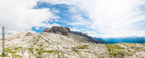 Panoramic mountain view of Italian Dolomites from Passo Groste. photo