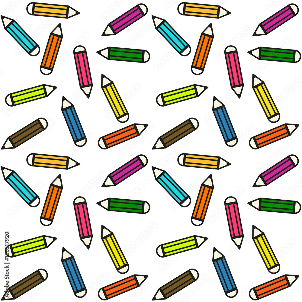 Seamless pattern made of colorful pencils - crayons on white background, back to school texture Seamless pattern made of colorful pencils - crayons on white background, back to school texture