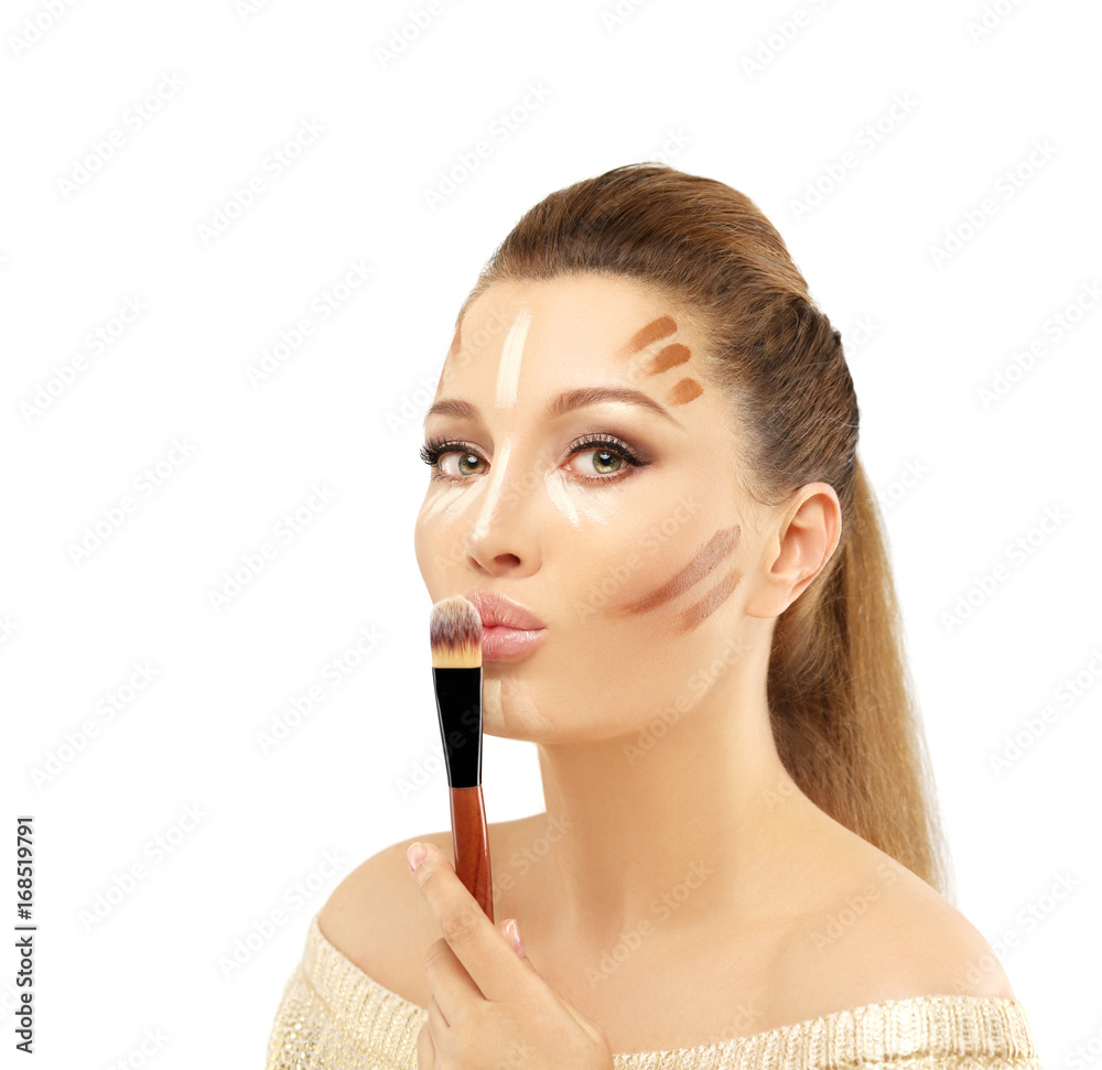 Contouring.Make up woman face. Contour and highlight makeup. Contouring.Make up woman face. Contour and highlight makeup.