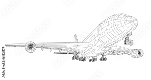 Airplane in wire-frame style