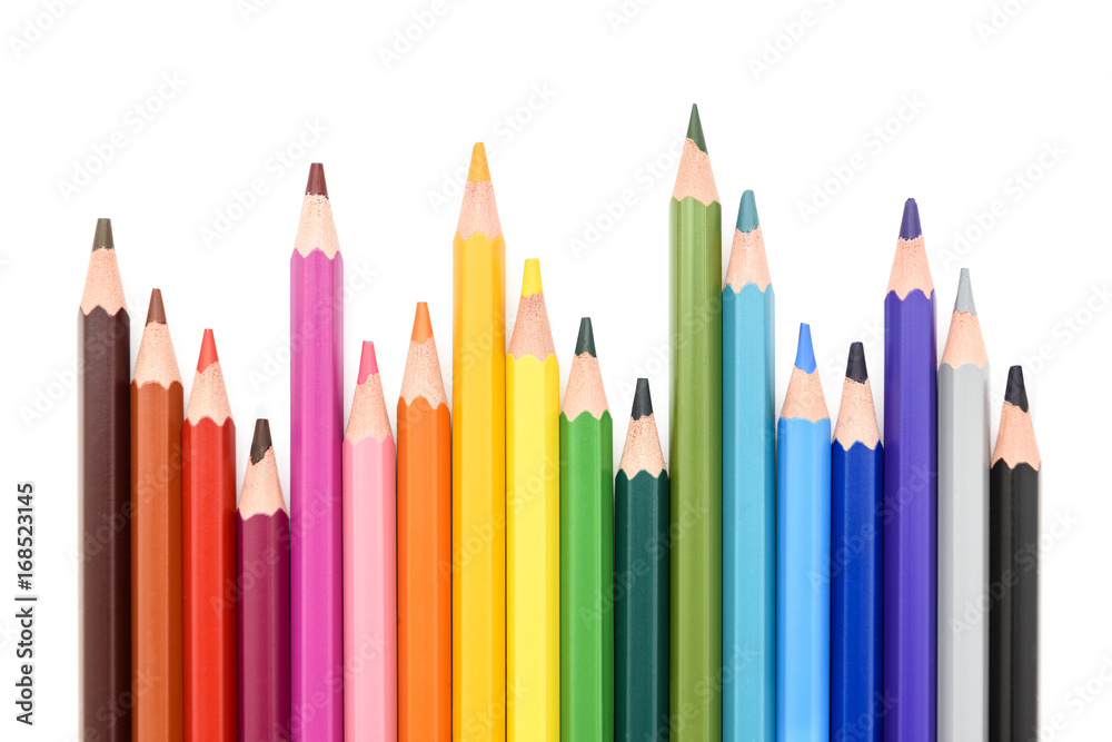 Colored pencils isolated on white background Colored pencils isolated on white background