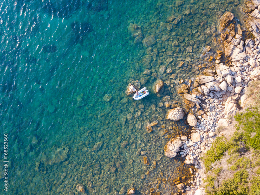 Top view of boats in Sardinia.