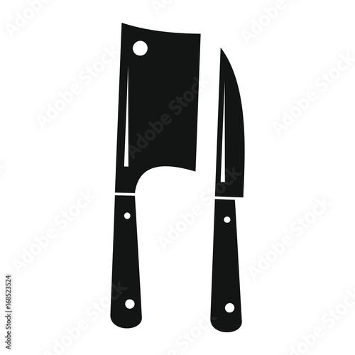 Ax and knife in black simple silhouette style icons vector illustration for design and web