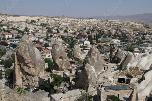 A view looking across the old town of Goreme with its famous fairy chimneys , 2017