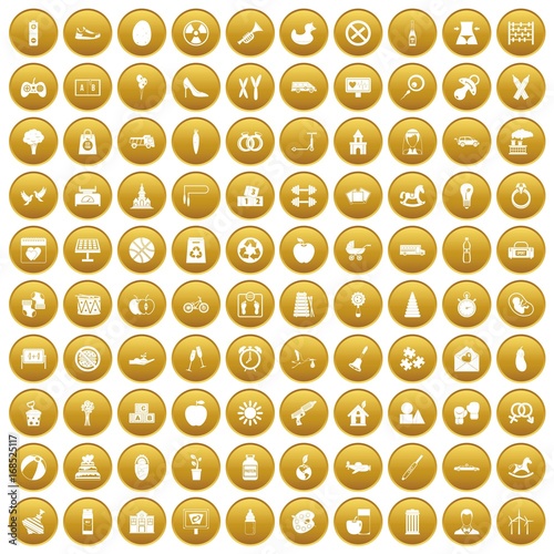100 maternity leave icons set gold