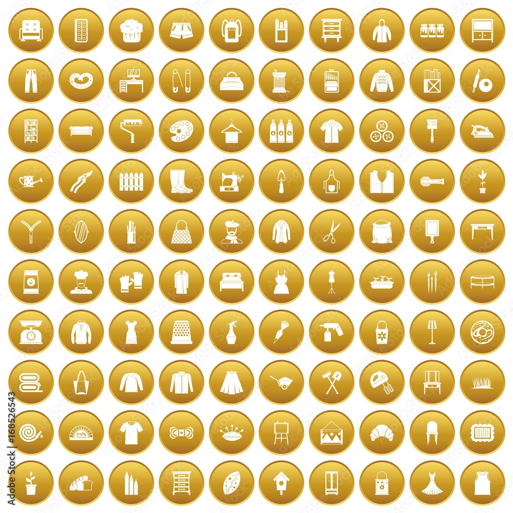 100 needlework icons set gold 100 needlework icons set gold