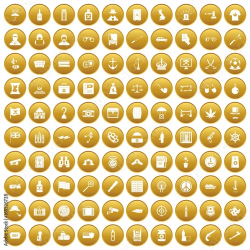 100 offence icons set gold