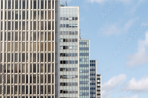 Skyscrapers in business district in the centre of the city against sky