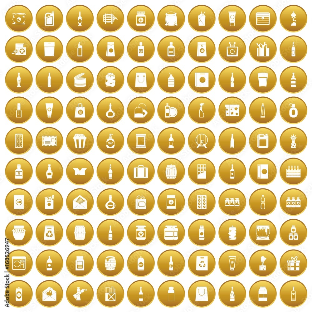 100 packaging icons set gold 100 packaging icons set gold