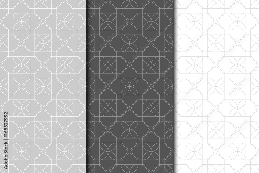 Gray set of geometric seamless patterns