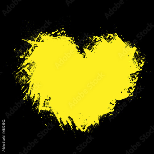 Grunge Heart yellow on black