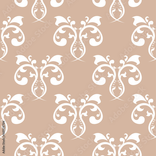 Seamless beige pattern with wallpaper ornaments