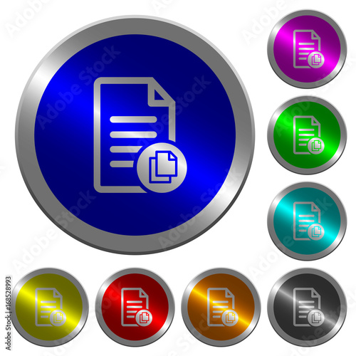 Copy document luminous coin-like round color buttons