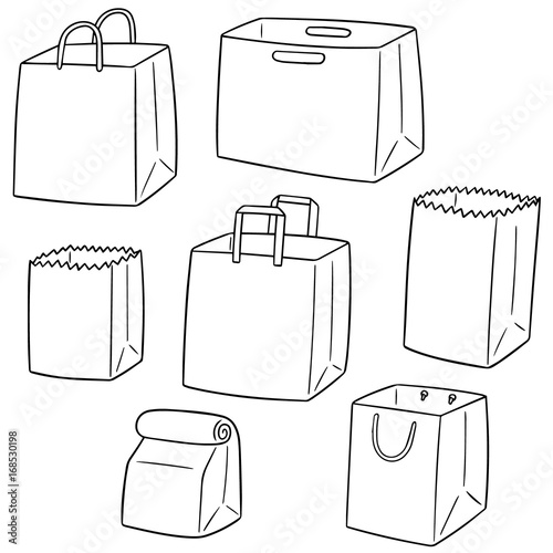 vector set of paper bag