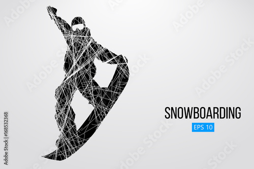 Silhouette of a snowboarder jumping isolated. Vector illustration
