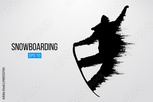 Silhouette of a snowboarder jumping isolated. Vector illustration