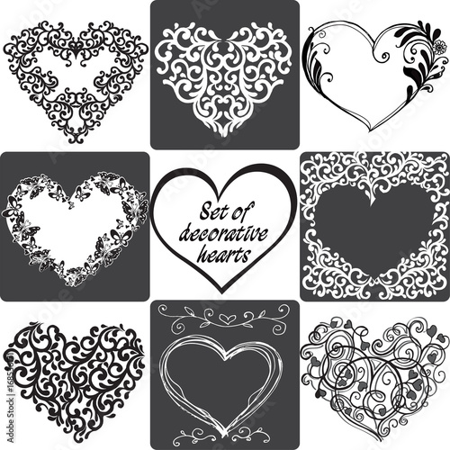 Collection of greeting cards with hearts. Vector illustration