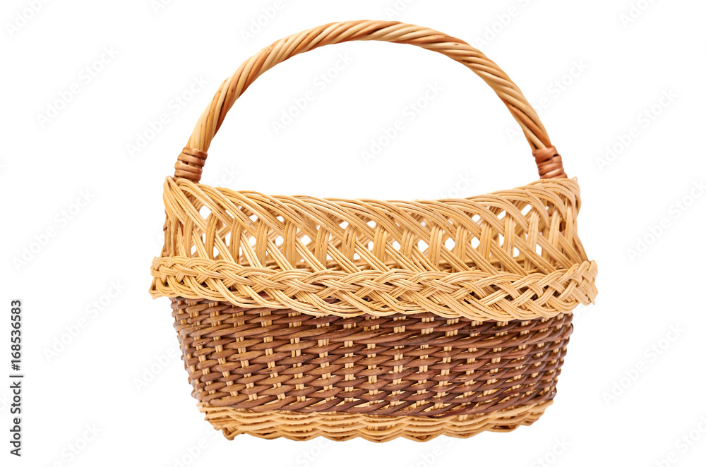 wooden Wicker basket isolated on white background wooden Wicker basket isolated on white background