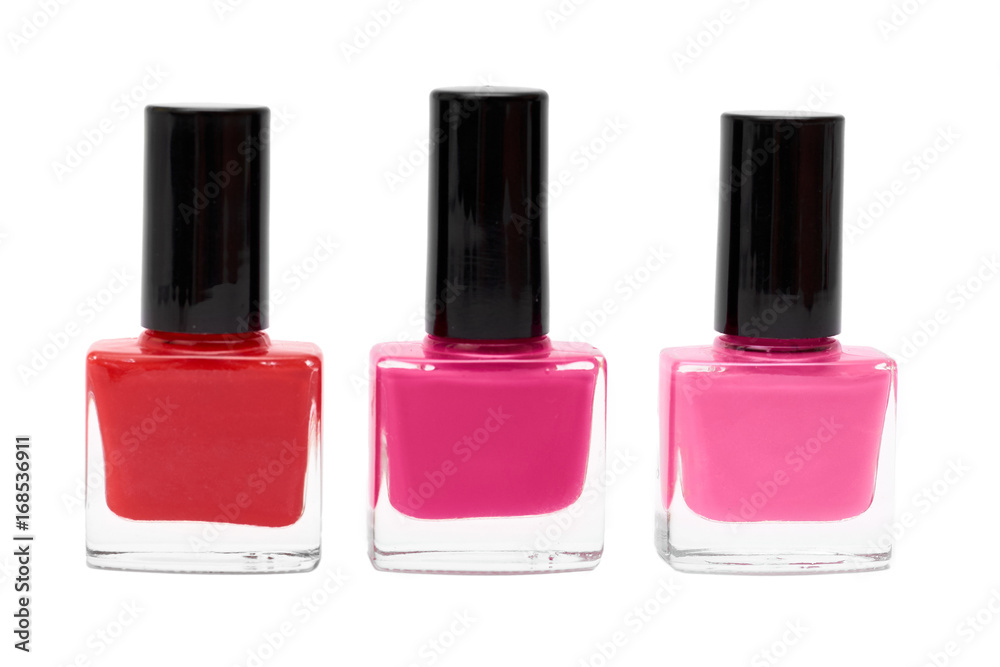 colored nail polish bottles isolated on white background colored nail polish bottles isolated on white background