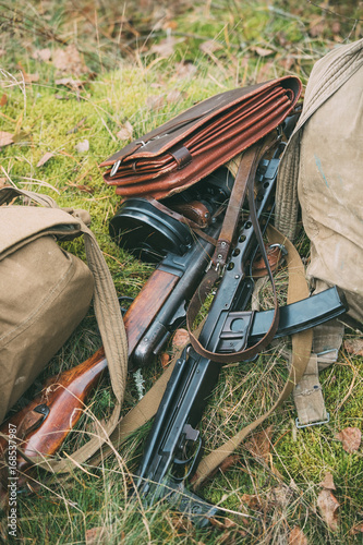 Old Soviet Russian Red Army Submachine Gun PPS-43 Of World War I photo