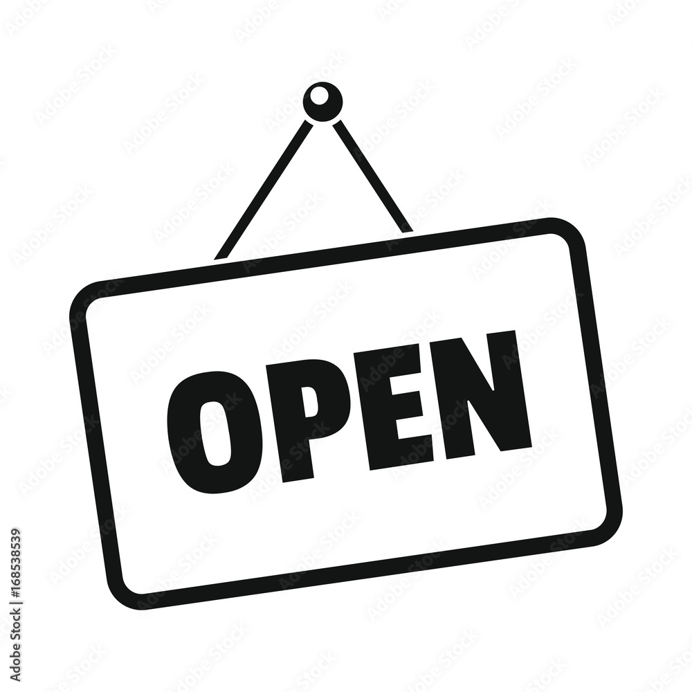 Signboard open black simple silhouette icon vector illustration for design and web Signboard open black simple silhouette icon vector illustration for design and web