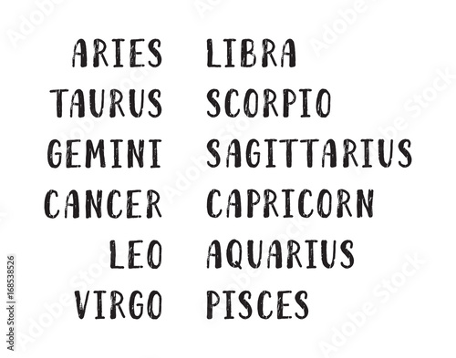 Zodiac signs names © ekmelica