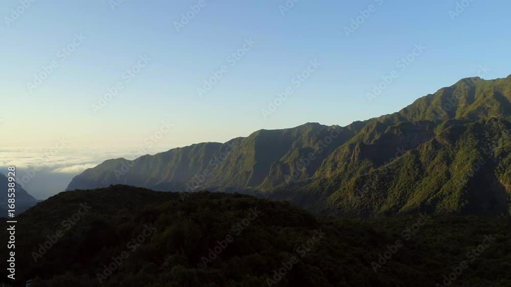 Sunset Over the Mountains and Valleys of Madeira