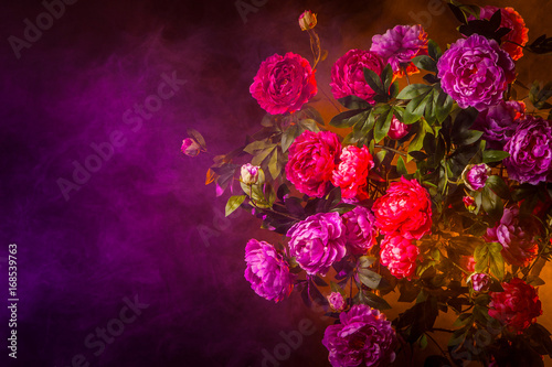 Peonies are a big bouquet. Pink peonies. © Grispb
