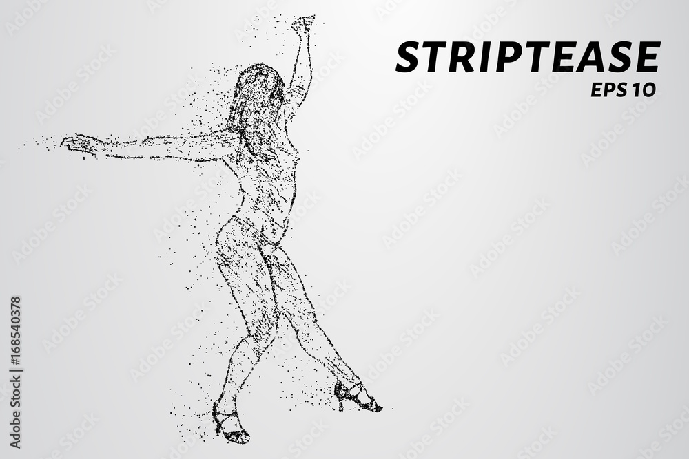 Striptease of particles. Striptease consists of dots and circles. Vector illustration. Striptease of particles. Striptease consists of dots and circles. Vector illustration.