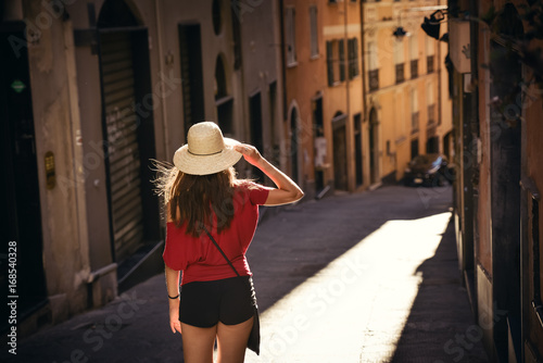 Tourist girl, traveling, tourism concept photo