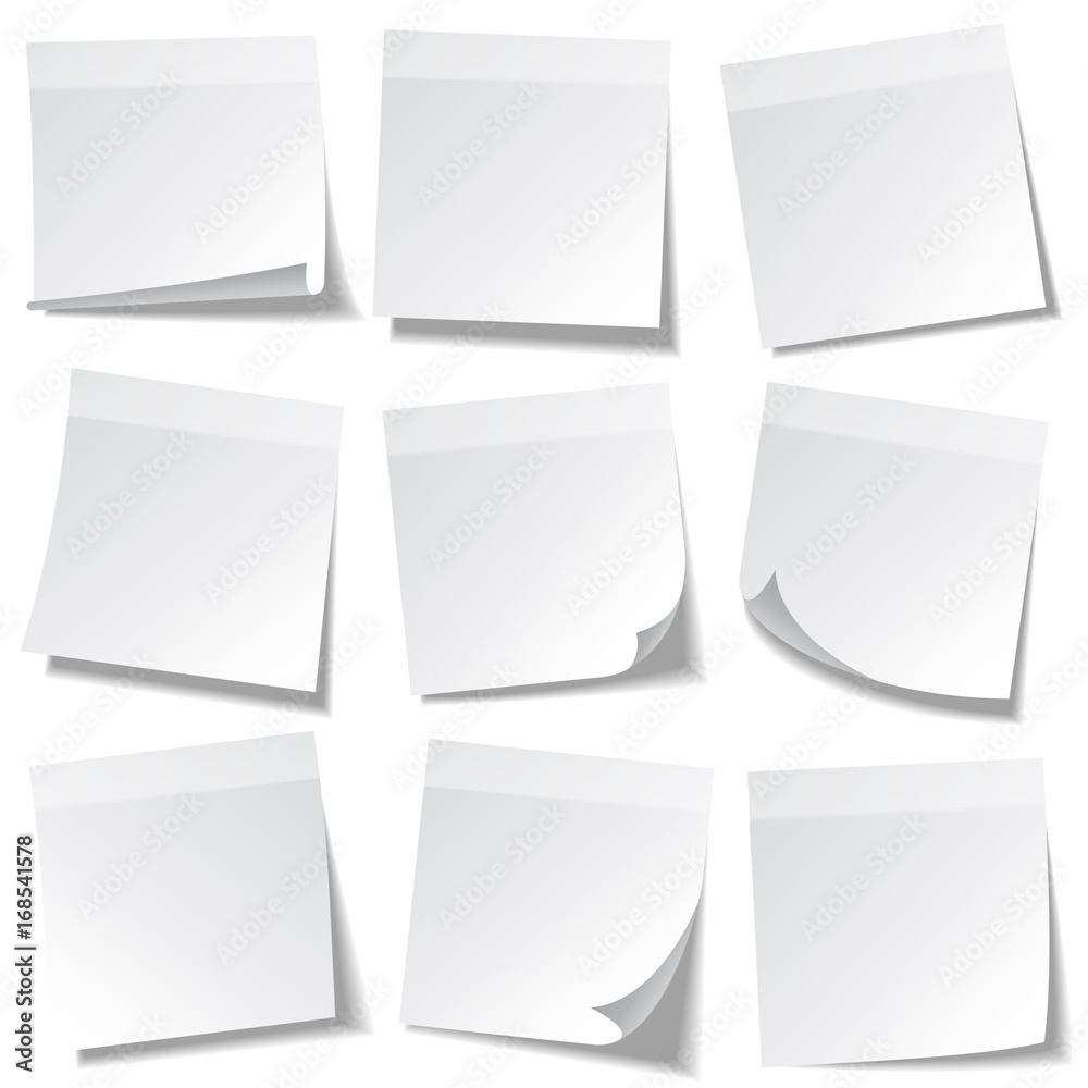 Sticky note with shadow isolated on transparent background. White paper. Message on notepaper.Reminder. Vector illustration. Sticky note with shadow isolated on transparent background. White paper. Message on notepaper.Reminder. Vector illustration.