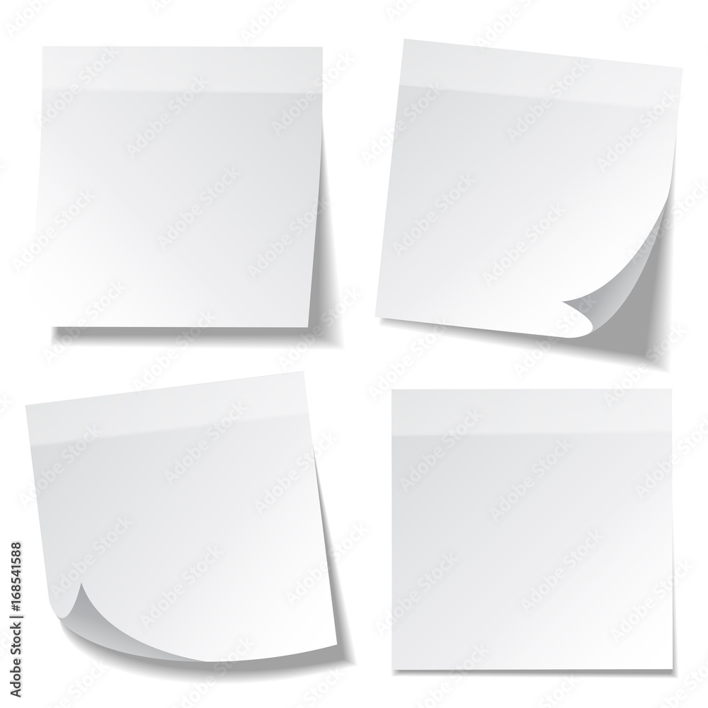 White Sticky Notes With Realistic Shadow Vector, Sticky Notes, White Notes,  Memo PNG and Vector with Transparent Background for Free Download