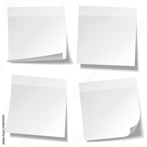 Sticky note with shadow isolated on transparent background. White paper. Message on notepaper.Reminder. Vector illustration.