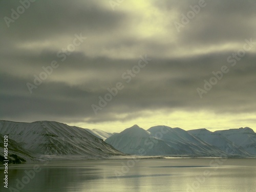 Arctic fjord without ice