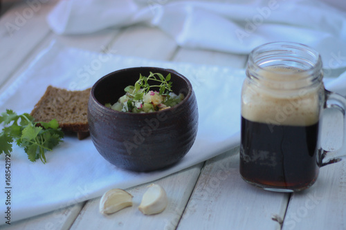 Russian summer soup with kvass