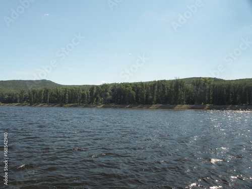 Boat trip along the Volga river. Russia. Zhiguli mountains.